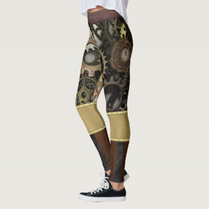 Leggings Engrenages en cuir steampunk rustiques industriels