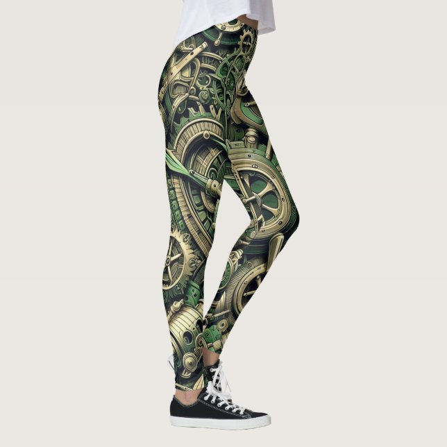 Leggings Engrenages industriels verts Steampunk (Droite)