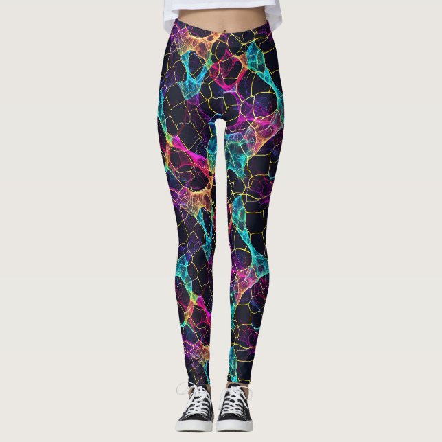 Leggings Enigmatic Neon Filament Web Design (Devant)