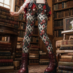 Leggings Enseignes de cartes à jouer baroques rouges et noi