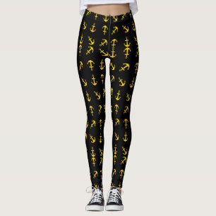 Leggings Ensemble d'ancre de bateau doré de dessin animé