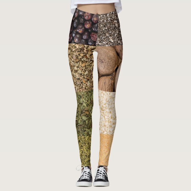 Leggings Ensemble de collages d'épices et d'ingrédients ali (Devant)