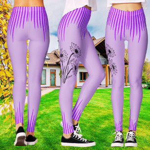 Leggings Entraînement à rayures florales Lilac pourpre tend
