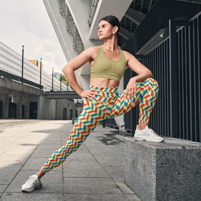 Leggings Entraînement Chevron à bande colorée mignonne (Créateur téléchargé)