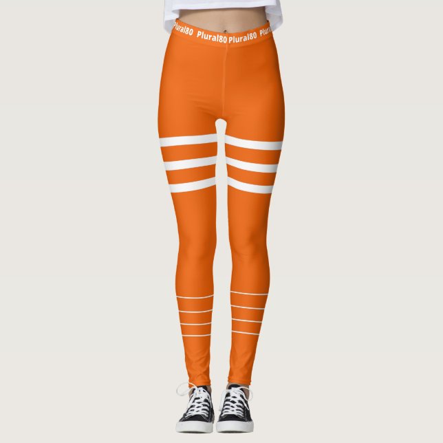 Leggings Entraînement élégant orange blanc (Devant)