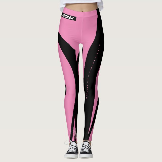 Leggings Entraînement tendance rose et noir (Devant)