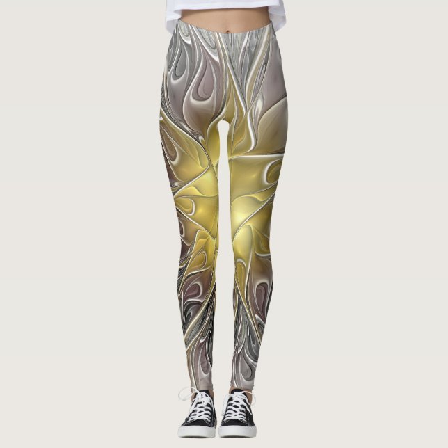 Leggings Épanouissement avec fleur fractale abstraite moder (Devant)