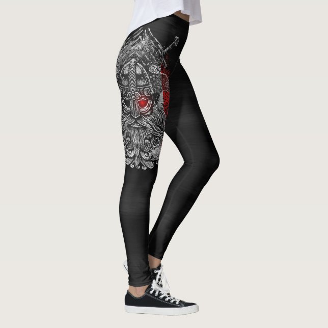 Leggings Épées de corbeaux d'Odin Mythologie Viking drapeau (Droite)
