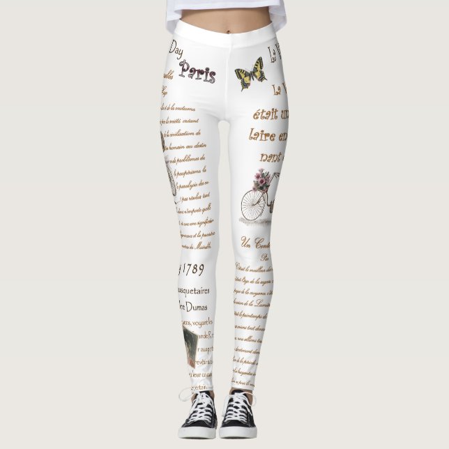 Leggings Ephémère française ~ Script ~ Écriture manuscrite  (Devant)