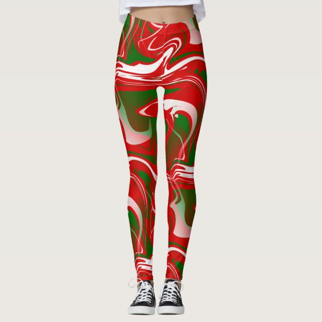 Leggings épingle en marbre de noël moche (Devant)