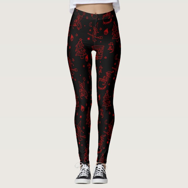 Leggings épiphanie noël sorcière befana noir (Devant)