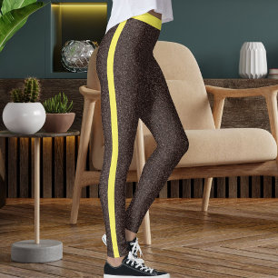 Leggings Epresso Jaune Parties scintillant Motif rayures