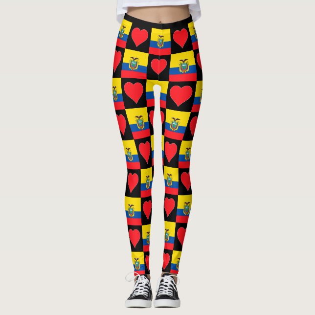 Leggings Equateur Drapeau Coeur Motif Patriotique Equatorie (Devant)