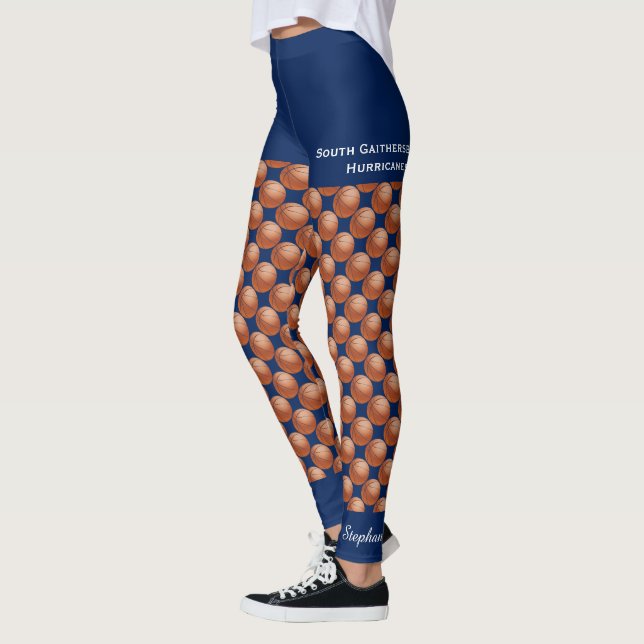 Leggings Équipe de basket-ball, nom, faux shorts bleus (Gauche)