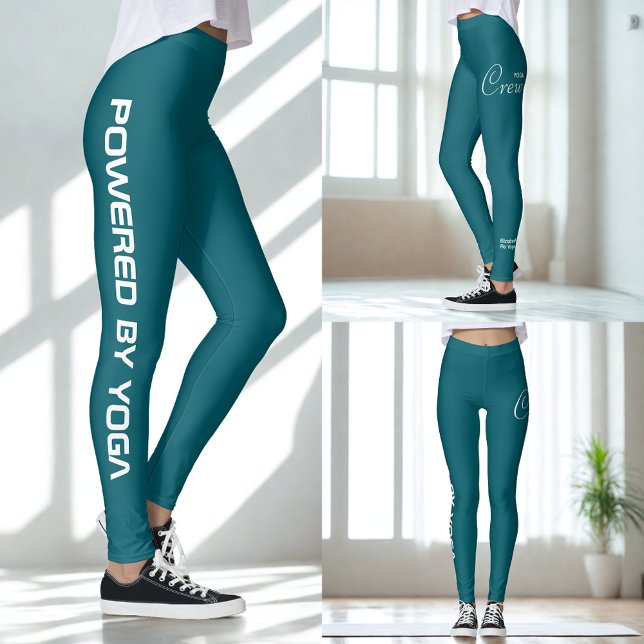 Leggings Équipe de yoga à impression personnalisée sarcelle (Dark Teal Yoga leggings.)