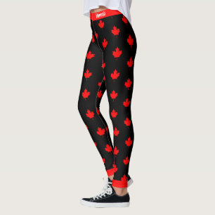 Leggings Érable canadien en rouge et noir