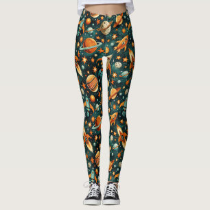 Leggings Espace atomique milieu du siècle Orange sarcelle P