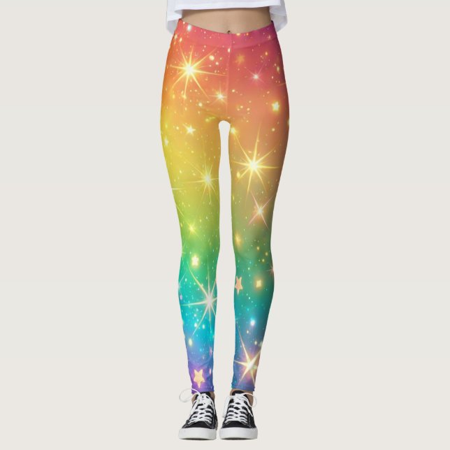 Leggings Espace étoile arc-en-ciel coloré (Devant)