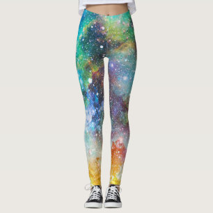 Leggings Espace futuriste, arrière - plan nébuleux étoilé.