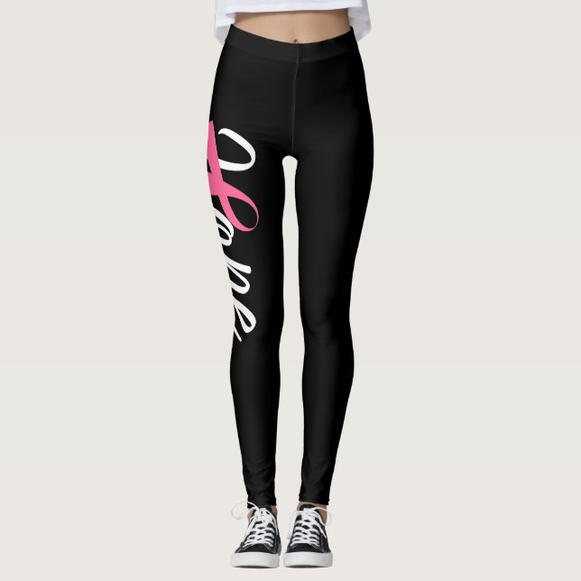 Leggings ESPOIR rose de conscience de ruban de cancer du (Devant)