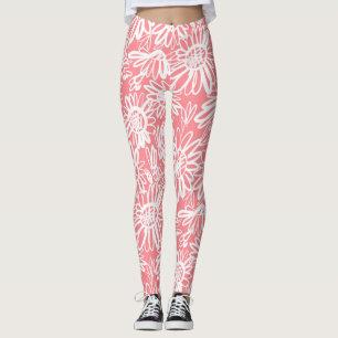 Leggings Esquisse de marguerite Abstraite, motif monochrome