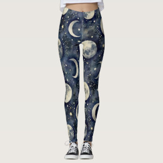 Leggings Étapes de la Lune Motif sans couture