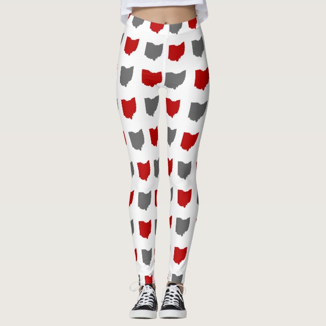 Leggings État d'écarlate et de gris de motif d'Ohio (Devant)