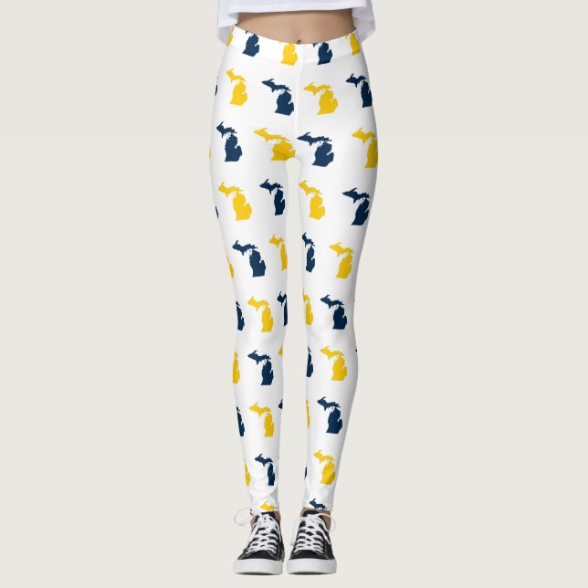 Leggings État jaune et bleu de maïs de motif de Michigan (Devant)