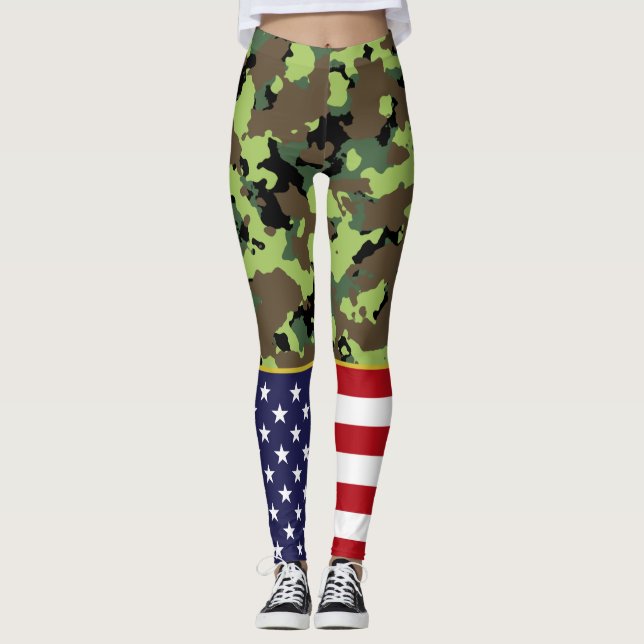 Leggings États-Unis Drapeau Militaire Clair Camion Vert Mil (Devant)