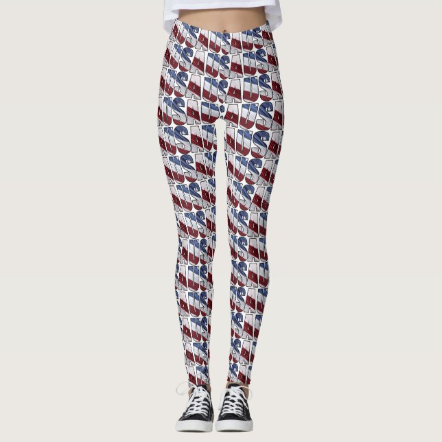 Leggings États-Unis en rouge blanc et bleu drapeau patrioti (Devant)