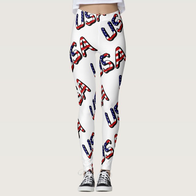 Leggings États-Unis superposés sur le drapeau américain (Devant)
