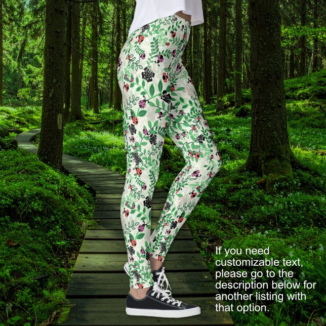 Leggings Été - coccinelles, papillons feuilles - PAS DE TEX (Summer - Lady Bugs, Butterflies Leaves - NO TEXT Leggings)