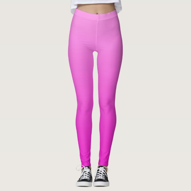 Leggings Été Électrique Vibrant Rose Chaud Dip Ombre (Devant)