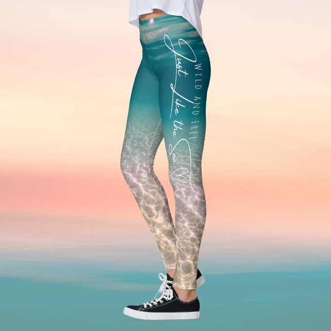 Leggings Été Océan de Plage "Sauvage et Libre" (Créateur téléchargé)