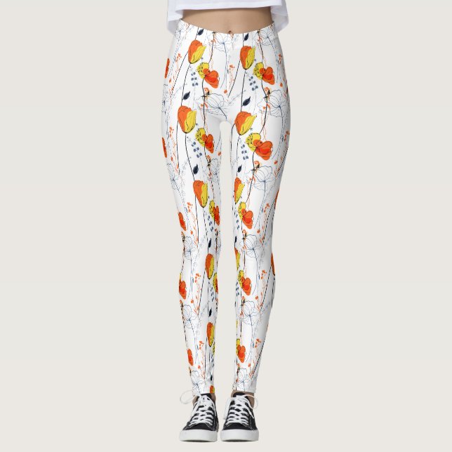 Leggings Été tropical | Belles fleurs jaunes Design (Devant)