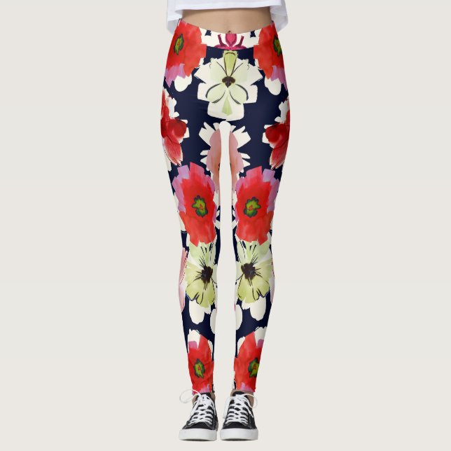 Leggings Été tropical | Fleurs colorées Design (Devant)