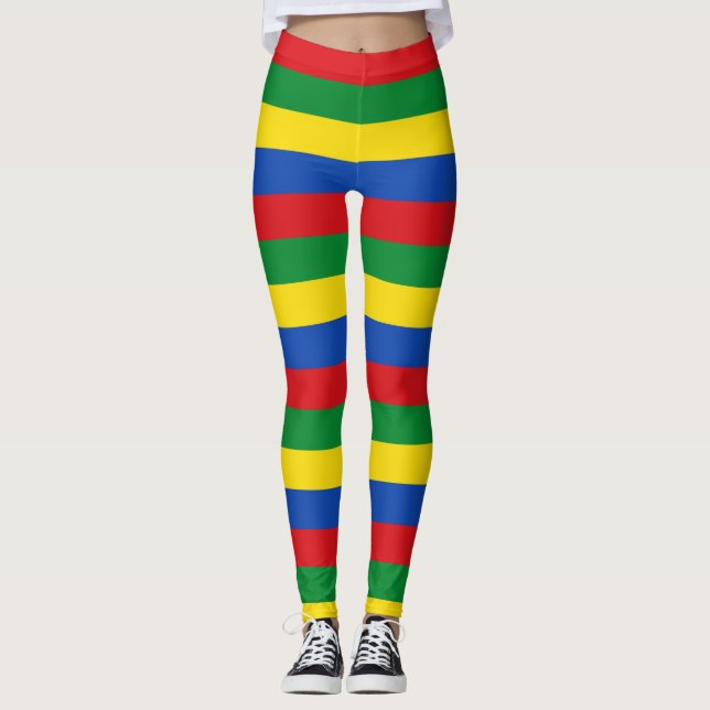 Leggings Éthiopie Couleurs du drapeau national horizontales (Devant)