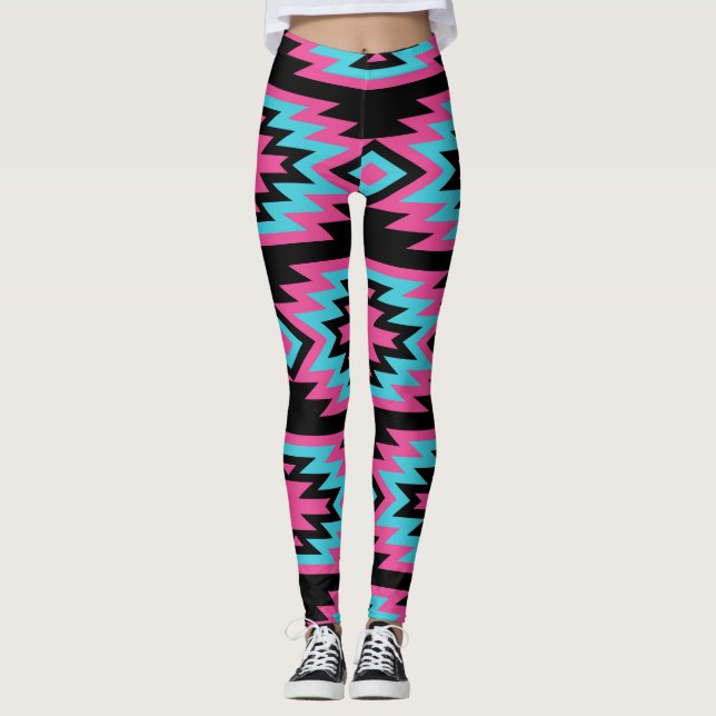 Leggings Ethnic American Indian : Motifs aztèques. (Devant)