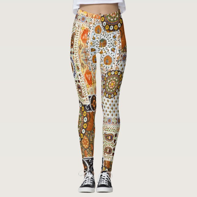 Leggings Ethnic Digital Abstrait : Motif sans faille (Devant)