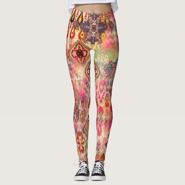 Leggings Ethnic Digital Abstrait Motif sans fil (Devant)