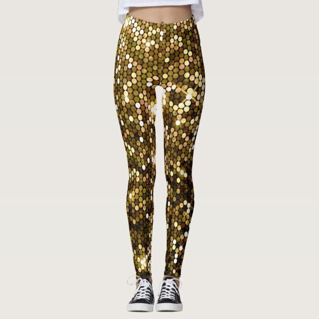 Leggings Etincelle dorée : arrière - plan étincelant. (Devant)