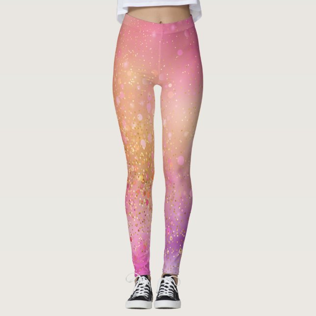 Leggings Étincelle rose moderne (Devant)
