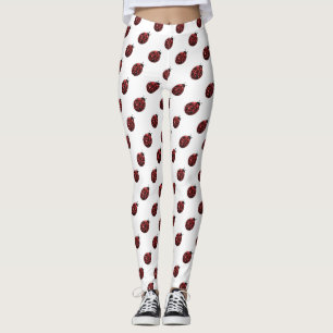 Leggings Étincelle rouge étincelante motif Ladybug sur blan