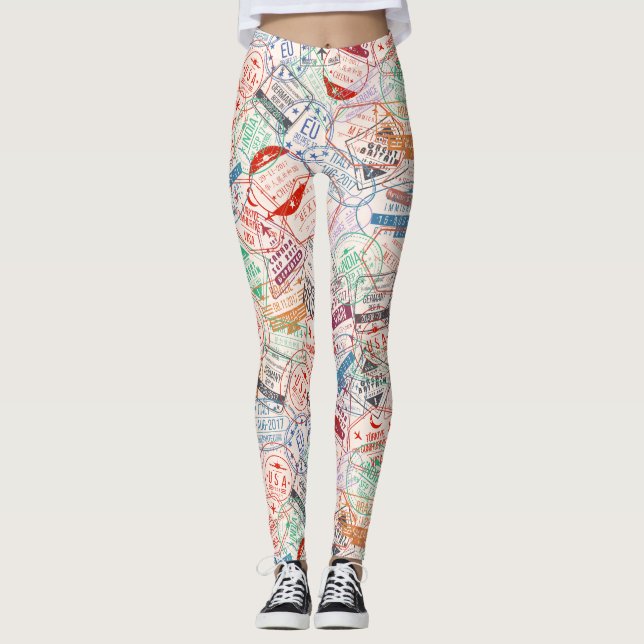 Leggings Étiquettes de voyage partout dans le monde Motif (Devant)