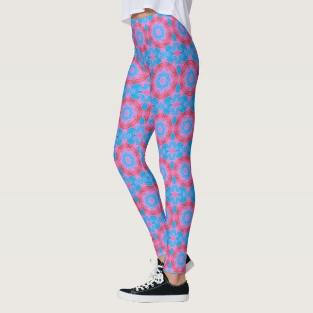 Leggings Étoile bohème rose et bleue (Gauche)