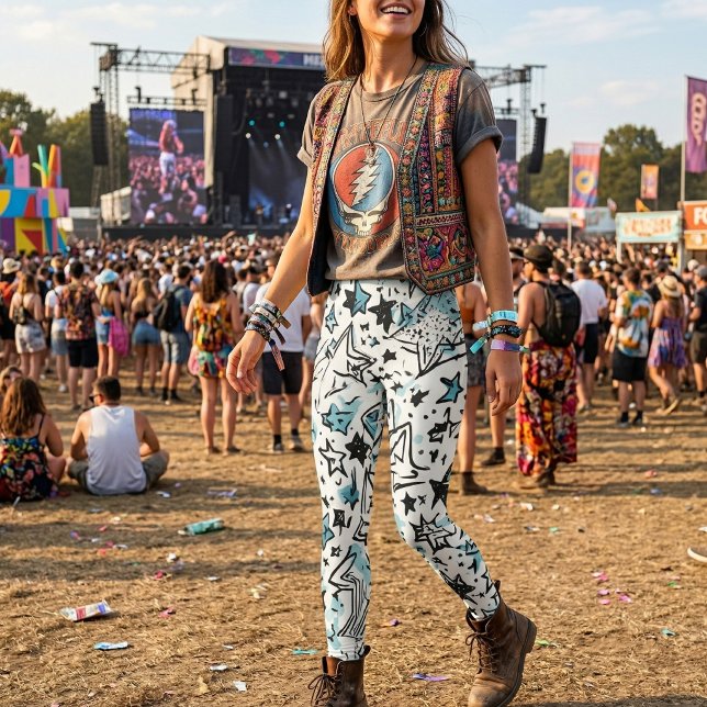 Leggings Étoile Céleste Gribouillis (Créateur téléchargé)