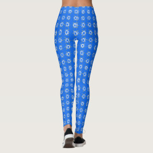 Leggings Étoile de David Hanoukka Motif Bleu Blanc