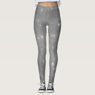 Leggings Étoile de fille étincelante en argent