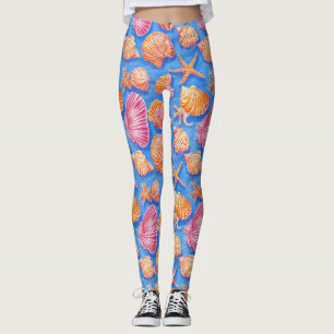 Leggings Étoile de mer coquillage nautique gras orange mage