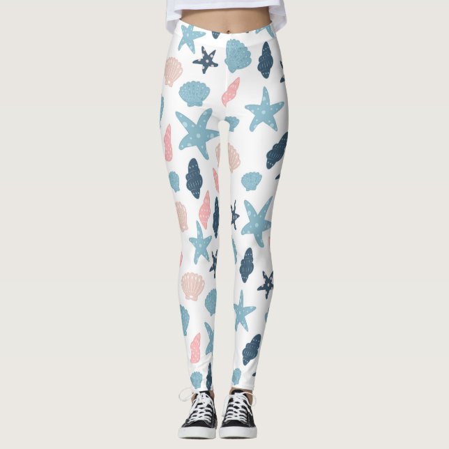 Leggings Étoile de mer nautique (Devant)